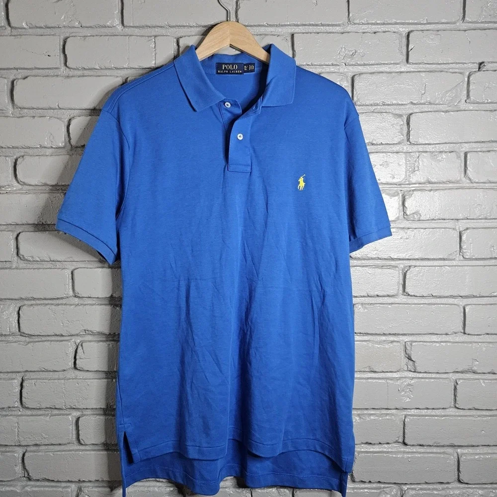 Polo Ralph Lauren Mens XL Blue Polo‎ Shirt Classic Fit Yellow Pony Logo